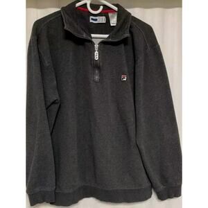 Y2K Fila Sport Sweatshirt Dark Gray Pullover Quarter Zip Stretch Logo Mens M